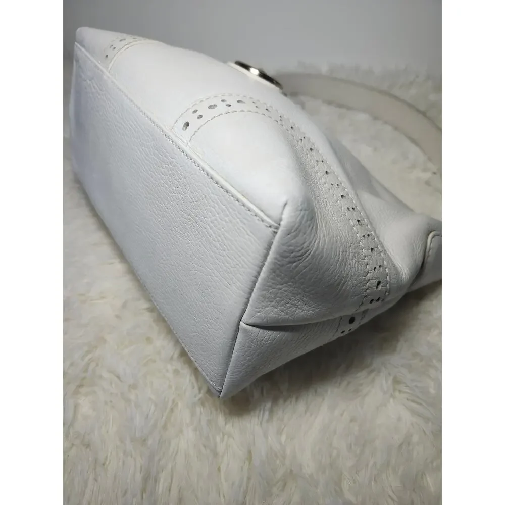 Dooney & Bourke Shoulder Bag White Leather Gold Hardware Hobo Classic Minimalist - Picture 12 of 17